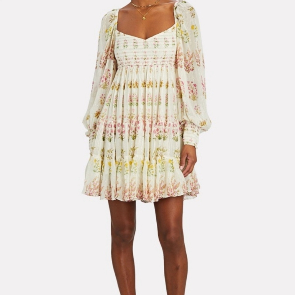 HEMANT & NANDITA Floral Chiffon Mini Dress Small